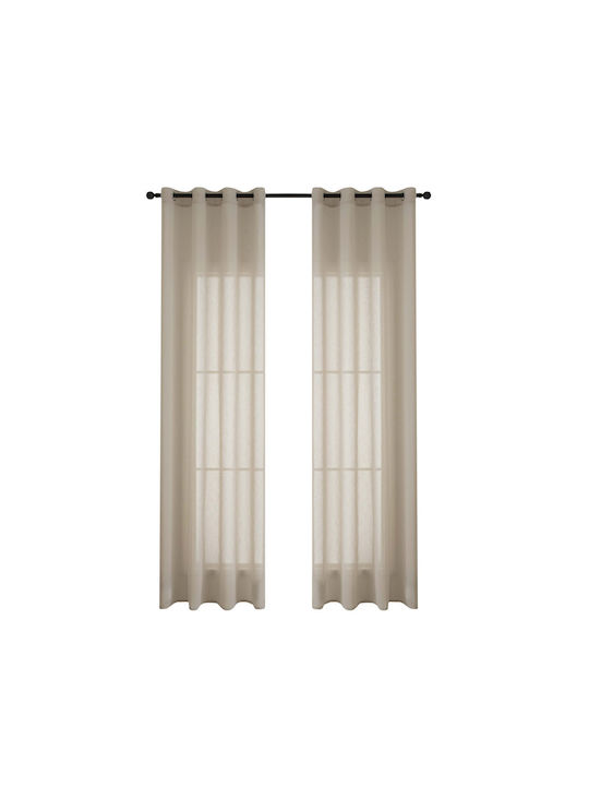 Beauty Home Κουρτίνα με Τρουκς Fit Art 8447 Μπεζ 140x270εκ.