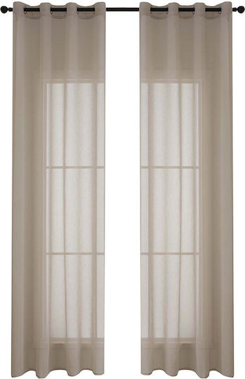 Beauty Home Κουρτίνα με Τρουκς Sharp Art 8448 Μπεζ 140x270εκ.