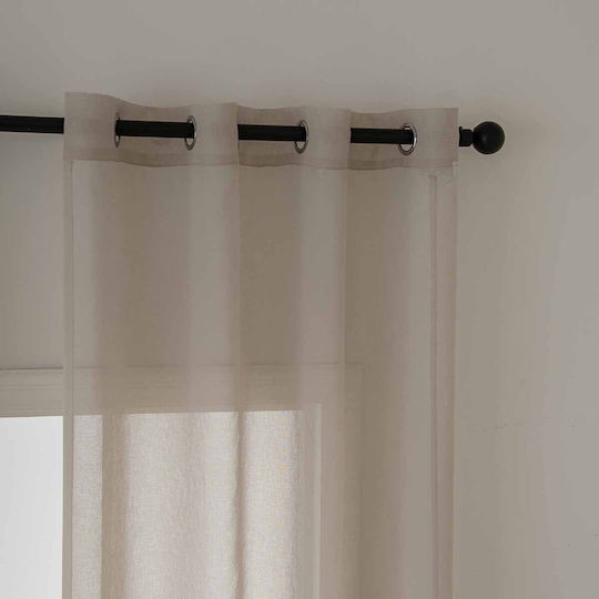 Beauty Home Κουρτίνα με Τρουκς Sharp Art 8448 Μπεζ 140x270εκ.