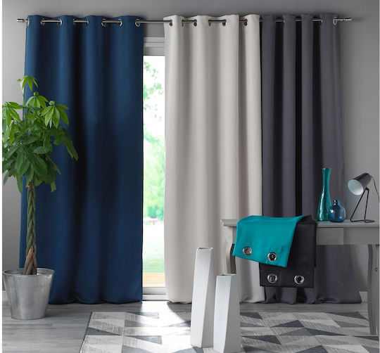 Douceur d'Intérieur Vorhang Verdunkelung Fenster mit Grommet Blau 135x280cm