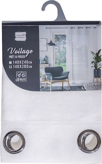 Douceur d'Intérieur Κουρτίνα με Τρουκς Fantaisie Malina Λευκή 140x280εκ.