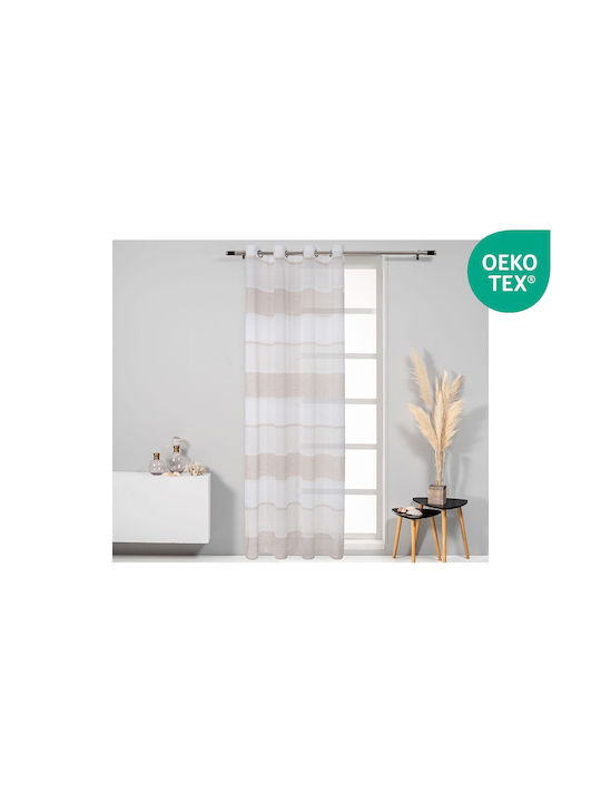 Draperie Easy Home Drum 260x140cm Bej cu Inele