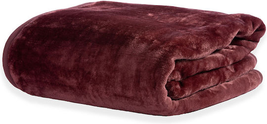 Nef-Nef Homeware Loft Velvet Blanket Double 220x240cm Burgundy