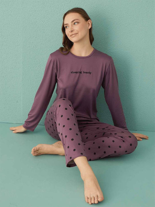 Mihra Winter Women's Pyjama Set Lilac