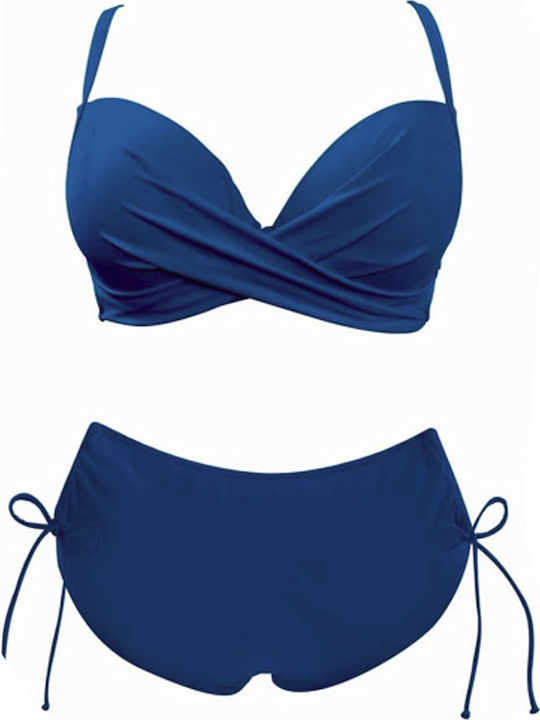 Set Bikini Ψηλόμεσο Navy Μπλε