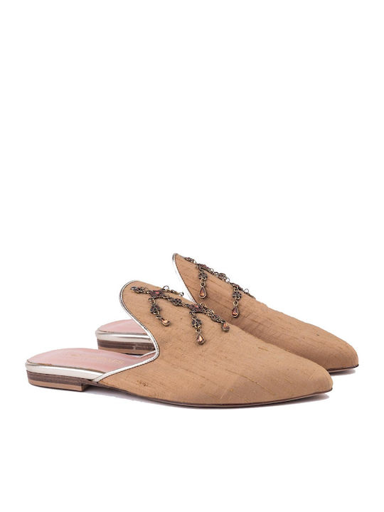 Mules with Heel in Beige Color