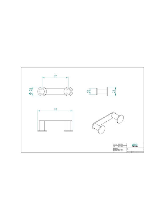 Verdi Omicron Haken Badezimmer Doppelt Schrauben ​11x11cm Braun