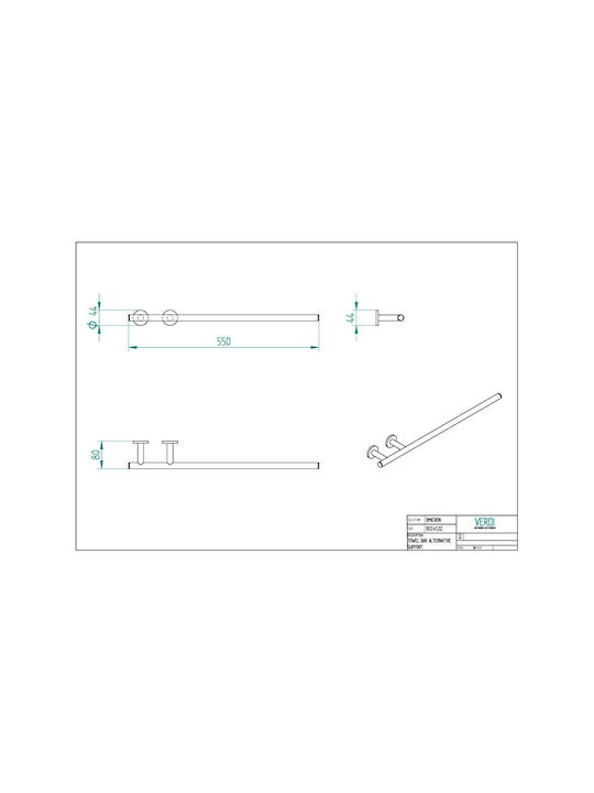 Verdi Omicron Schiene Badezimmer Einzel Wandmontage Schrauben ​55x8cm Grüne