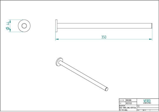 Verdi Omicron Single Wall-Mounted Bathroom Rail ​4.4x35cm Green
