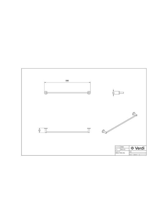 Verdi Sigma Ράγα Μπάνιου Μονή Επιτοίχια με Βίδες ​60x4.4cm Μπρονζέ