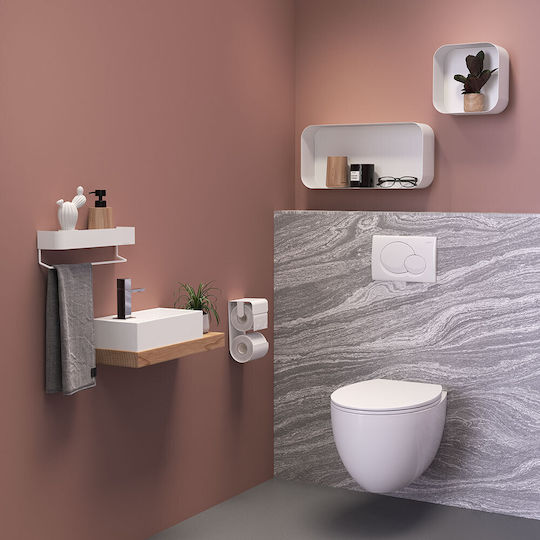 Sealskin Brix Single Wall-Mounted Bathroom Shelf Unit ​35x10cm White
