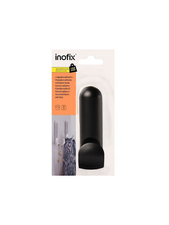 Inofix Άγκιστρο Μπάνιου Μονό με Αυτοκόλλητο ​11.1x3.1cm Μαύρο
