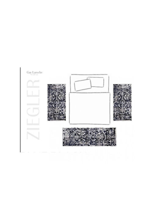 Guy Laroche Ziegler Σετ Μοντέρνα Χαλιά Κρεβατοκάμαρας Blue Black 1169090218017 3τμχ