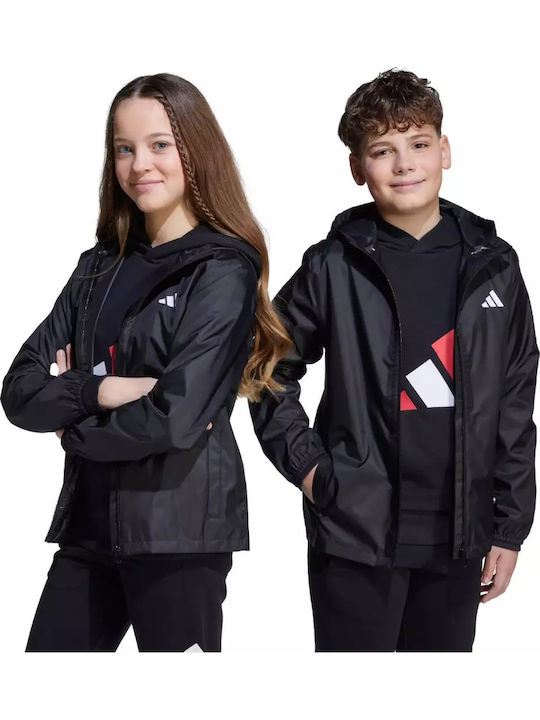 Waterproof Kids Sports Short Windproof Jacket with Hood Black