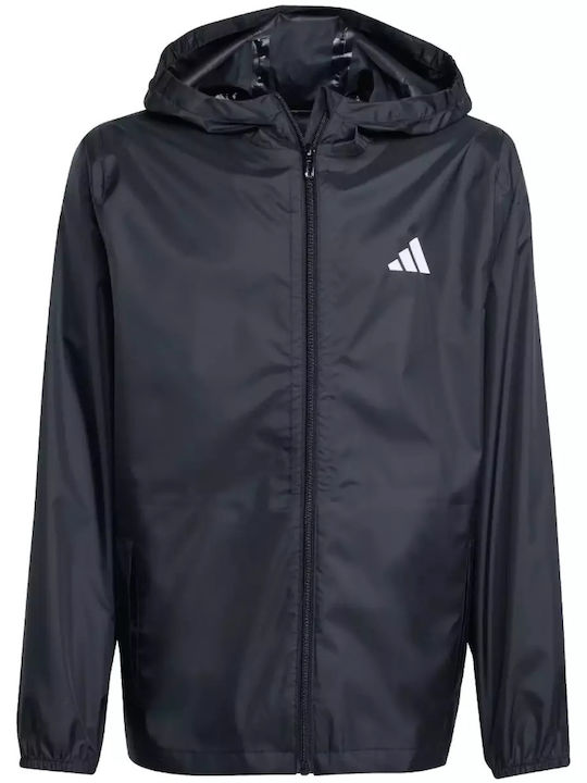 Waterproof Kids Sports Short Windproof Jacket with Hood Black