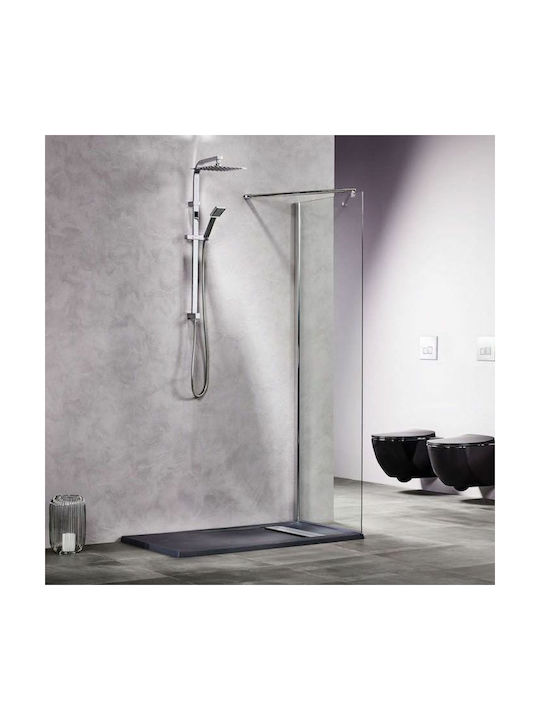 Tema Feste Seite für Dusche 70x195cm Sauberes Glas Chrom