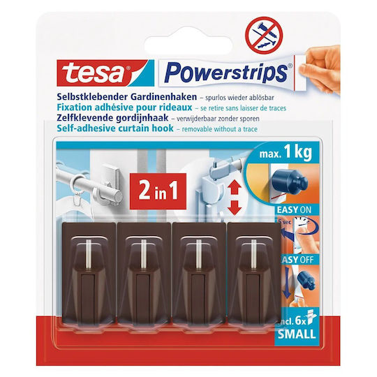 Tesa Powerstrips Vario Gardinenhaken Braun