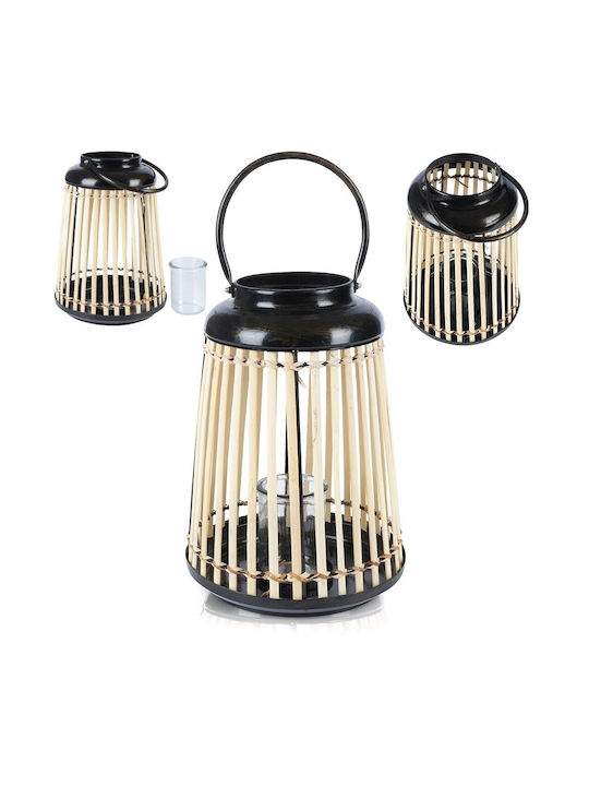 JK Home Decoration Tabletop Bamboo Lantern Brown 24x24x32cm
