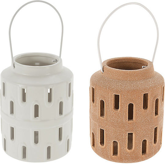 Zaros Set Felinare Din Argilă Maro 12.5x12.5x17buc 2buc Zaros Set Felinare Din Argilă Maro 12.5x12.5x17buc 2buc