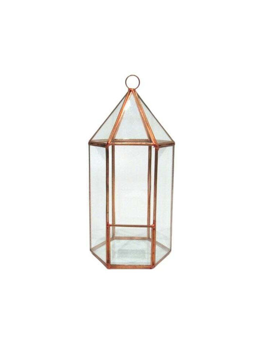 ED Collection Tabletop Glass Lantern Gold 16x16x26cm