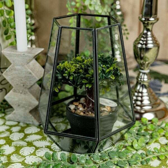 Koopman Laterne Glas Schwarz 18x18x25cm 1Stück