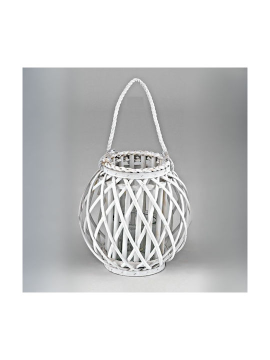 Palma Emporio Tabletop Wooden Lantern White 28cm