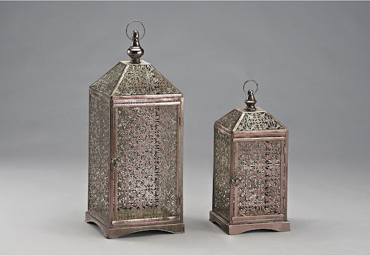 Novaker Metallic Lanterns Set Silver 2pcs