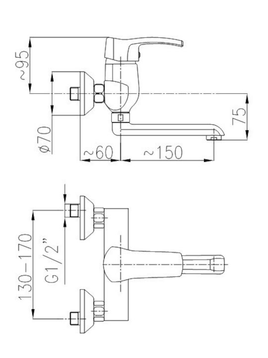 KFA Kitchen Faucet Wall Gray