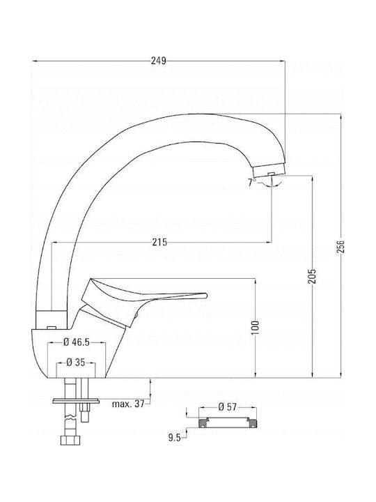 NEO Kitchen Faucet Counter Silver