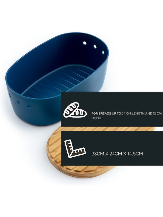 Dolce Mare Brotkasten mit Deckel Kunststoff Blau 38.1x25.4x15.2cm