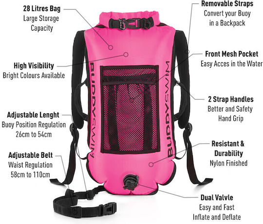 Buddyswim Open Water Sac Uscat Rucsac 28lt Roz