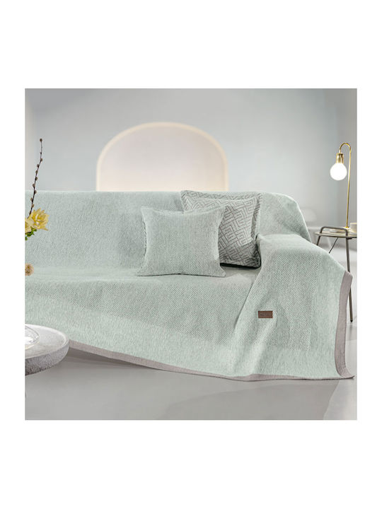 Guy Laroche Central Cuvertură Pentru Canapea 2 Locuri Șenilă 180x250cm Verde Menta