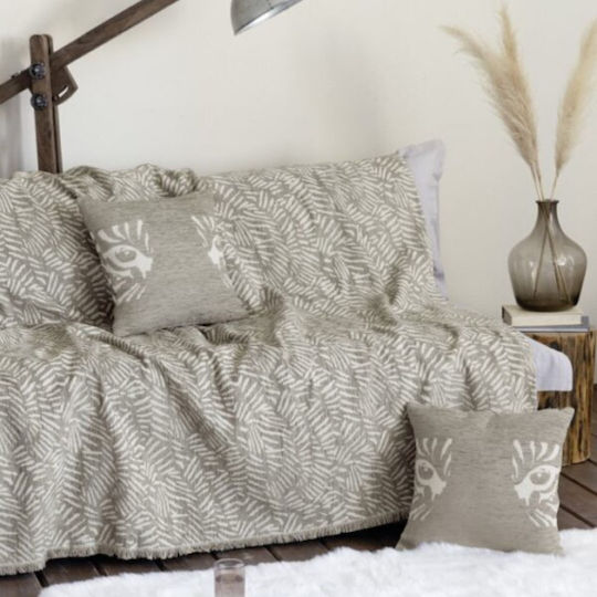 Nima Lebrand Armchair Throw Chenille 180x180cm Taupe