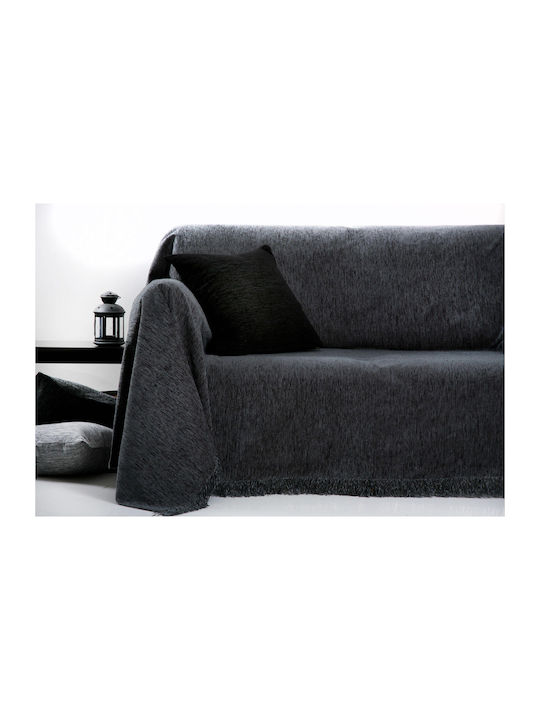 Anna Riska 1300 Three-Seater Sofa Throw Chenille 180x280cm Dark Gray
