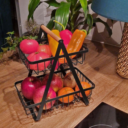 Vilde Obstschale Metallisch 2 Niveaus Schwarz 27x17.5x29cm Vilde Obstschale Metallisch 2 Niveaus Schwarz 27x17.5x29cm