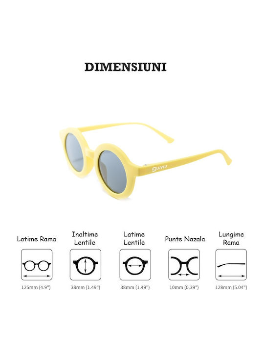 Luvlu Στρογγυλά Παιδικά Γυαλιά Ηλίου με Polarized Φακό Κίτρινα για 2-10 Ετών