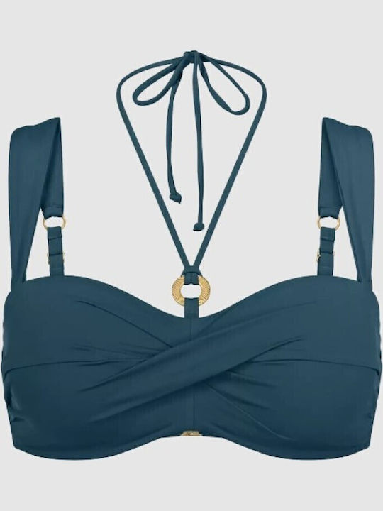 Strapless Bikini Summer Twist with Detachable Straps Petrol