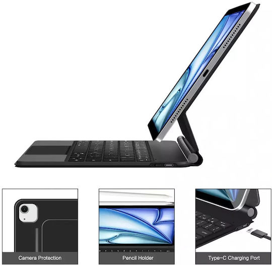 Tech-Protect Smartcase Flip Cover cu Tastatură Negra (iPad Air 10,9” 4/5 (2020-2022), iPad 11” 6/7 (2024-2025))