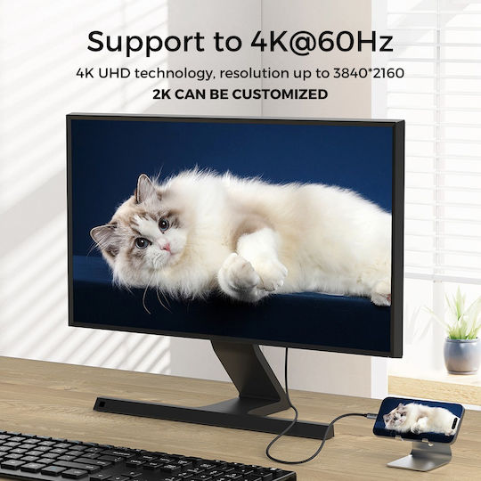 Luvlu Cablu Usb C La Hdmi Uhd 4k@60hz Viteză 18gbps 3d Hdr Hdcp Dublu Împletit Compatibil Thunderbolt 3/4 Iphone 16 Pro Max Macbook Pro Air Dell Xps Ipad Pro Lenovo Lungime 3m
