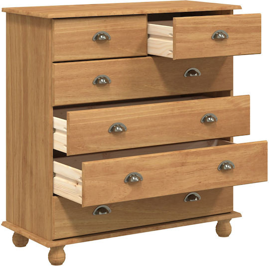 Chest of Drawers of Solid Wood Brown 91x40x95.5cm