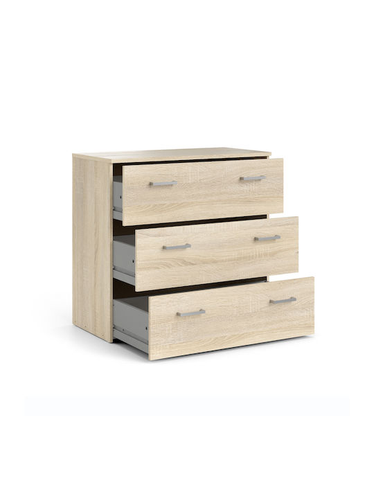 Bedroom Chest of Drawers Wooden Space with 3 Drawers Oak 74.1x35.95x69.9 cm