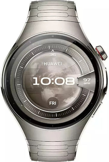 Huawei Watch 5 Titanium 46mm Waterproof with eSIM and Heart Rate Monitor (Silver)