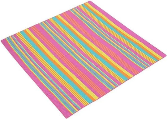 Prosop de plajă dublu cu dungi 180x180cm roz-galben
