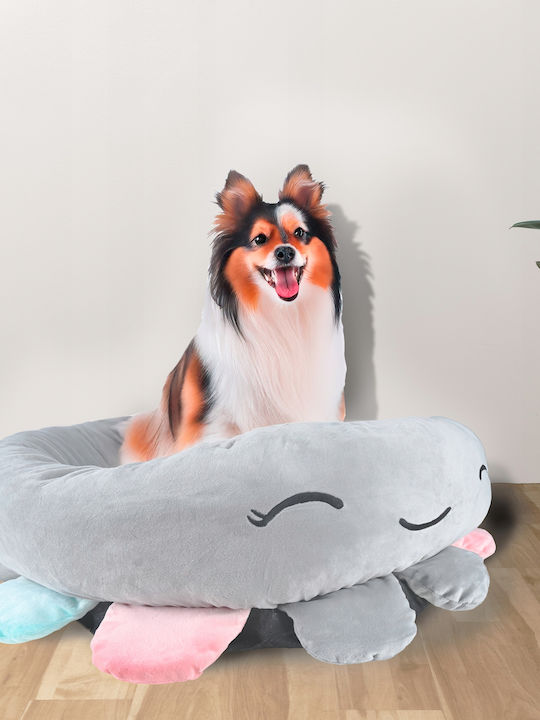 Dog Bed Thick Raised Edges Non-slip Jellyfish Pattern 70x70x20 Cm Gray