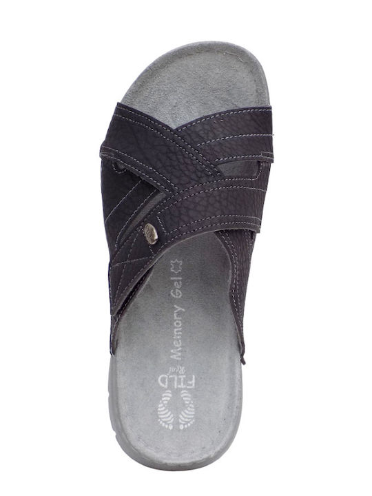 Leder Herrensandalen in Schwarz Farbe