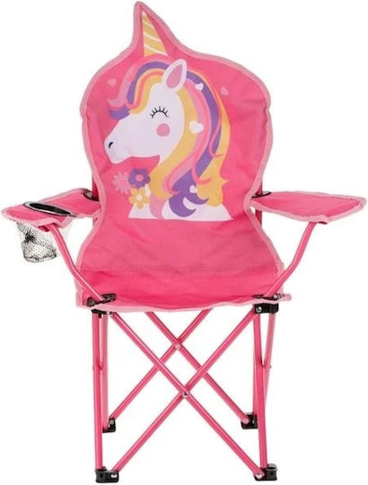 Scaun de camping pentru copii, pliabil, model unicorn, husă 36x36x75cm, fucsia