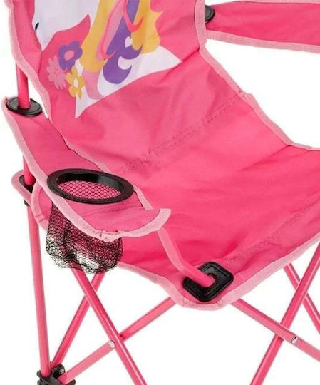 Scaun de camping pentru copii, pliabil, model unicorn, husă 36x36x75cm, fucsia