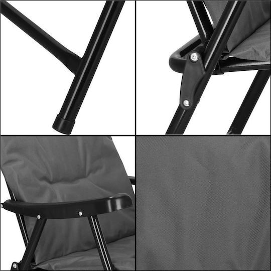 Folding Chair Terrace Camping Seat Backrest Foam Max 120kg Gray