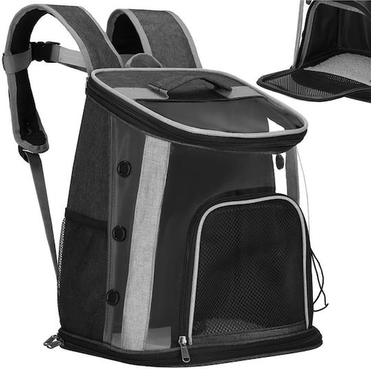 Small-Medium Dog Carrying Bag Backpack Up To 15 Kg Side Pockets 38x34x26 Cm Black