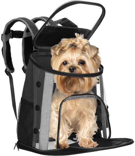 Small-Medium Dog Carrying Bag Backpack Up To 15 Kg Side Pockets 38x34x26 Cm Black